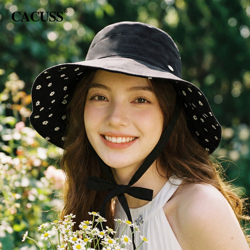 CACUSS显脸小碎花大檐遮阳帽女夏