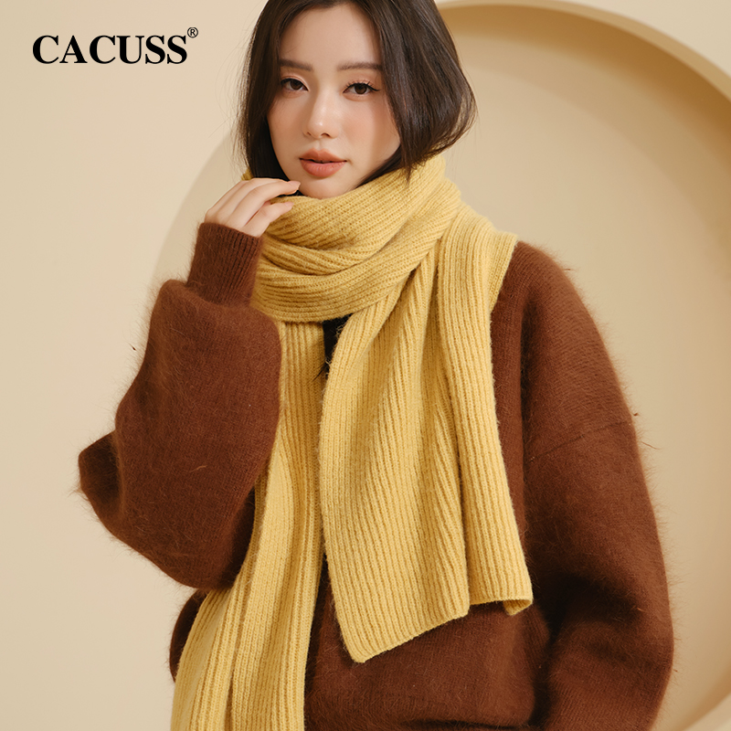 CACUSS秋冬围巾女纯色针织围脖男保暖舒适百搭高级时尚送情侣礼物