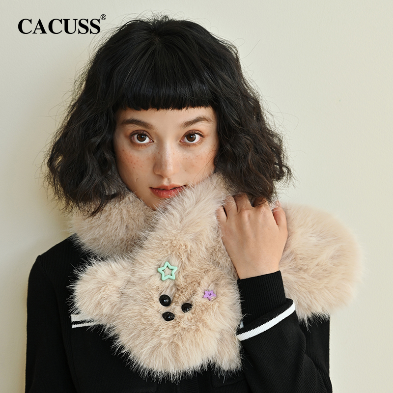 CACUSS可爱小狗围巾女秋冬围脖