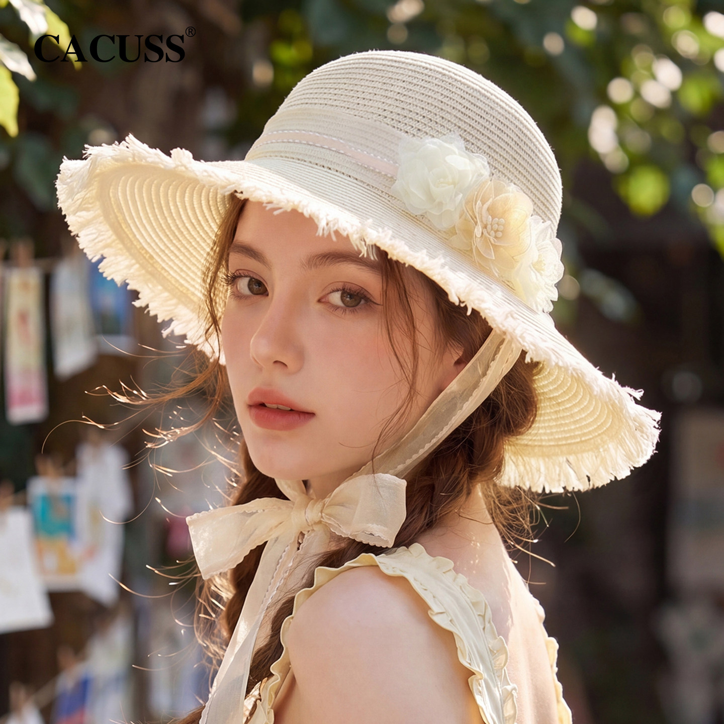 CACUSS法式大檐草编遮阳草帽女夏图片