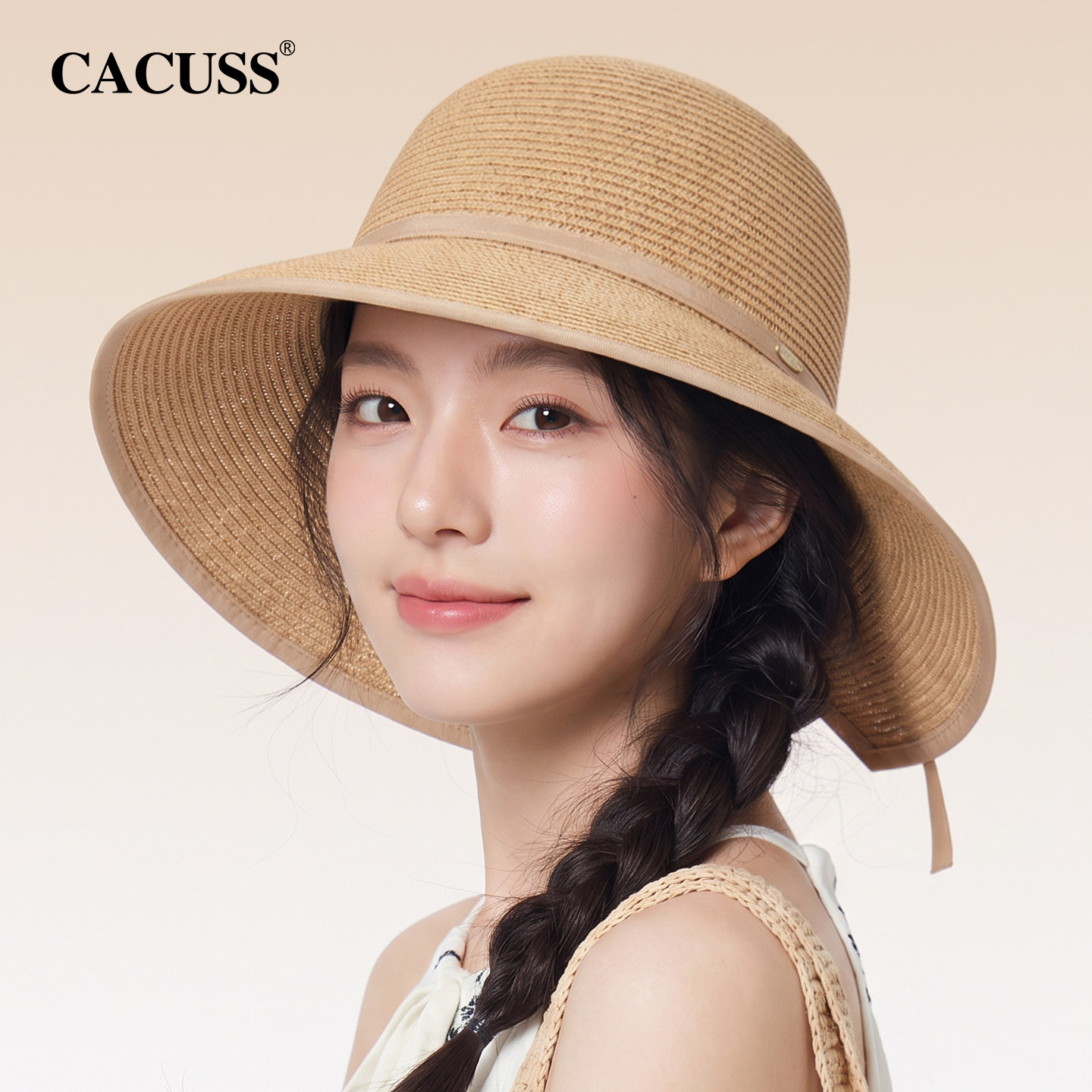 CACUSS大檐草编显脸小遮阳帽女夏图片