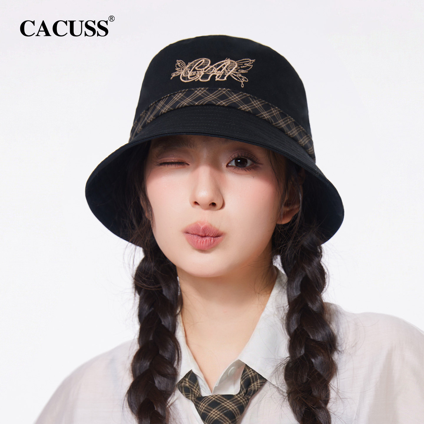 CACUSS纯棉刺绣遮阳渔夫帽女图片