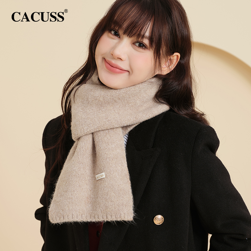 CACUSS秋冬季女士围巾纯色针织