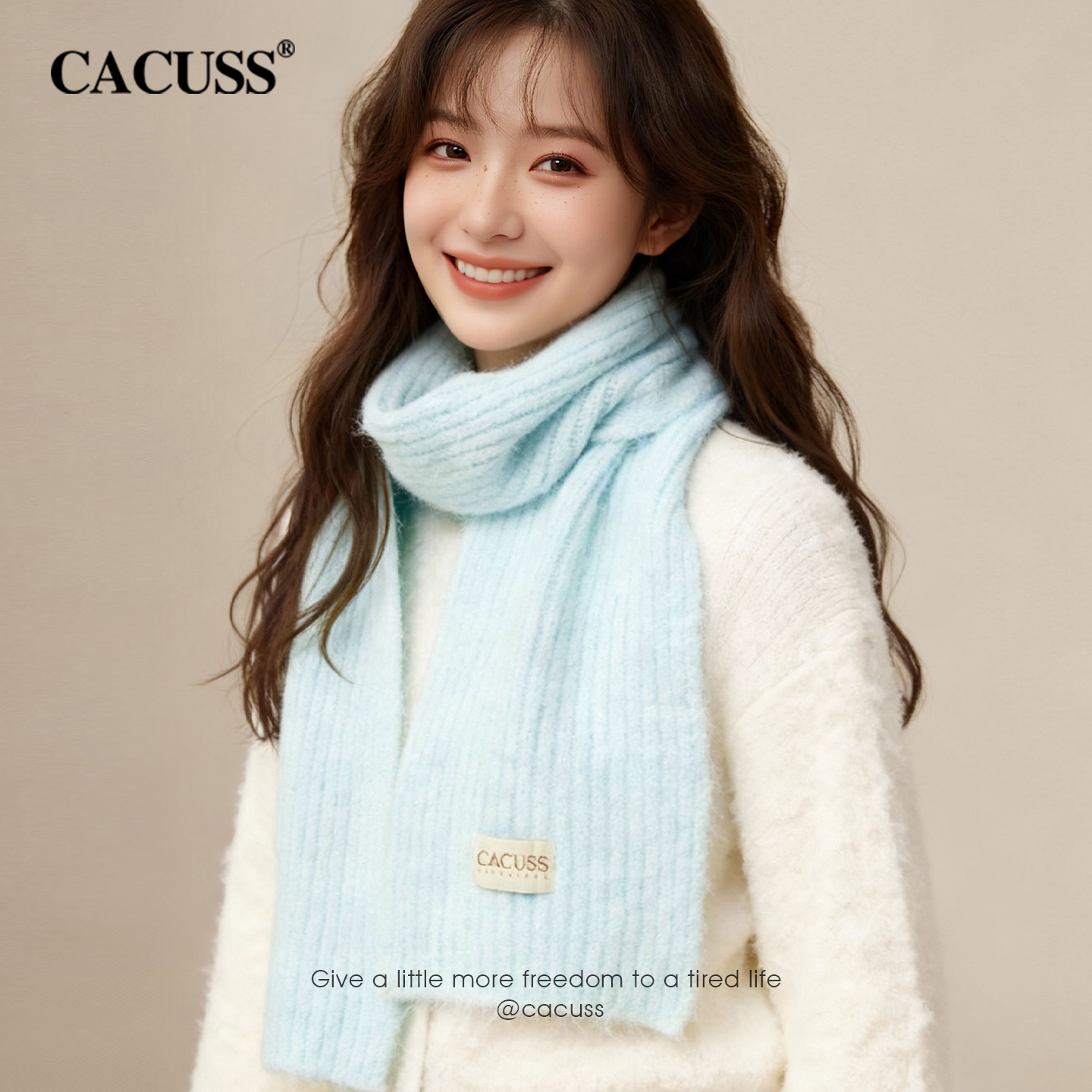 CACUSS冬季新款加厚保暖围巾女款