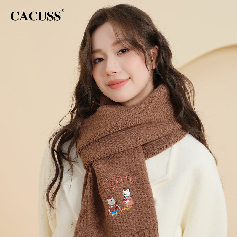 CACUSS围巾小熊情侣针织女秋冬