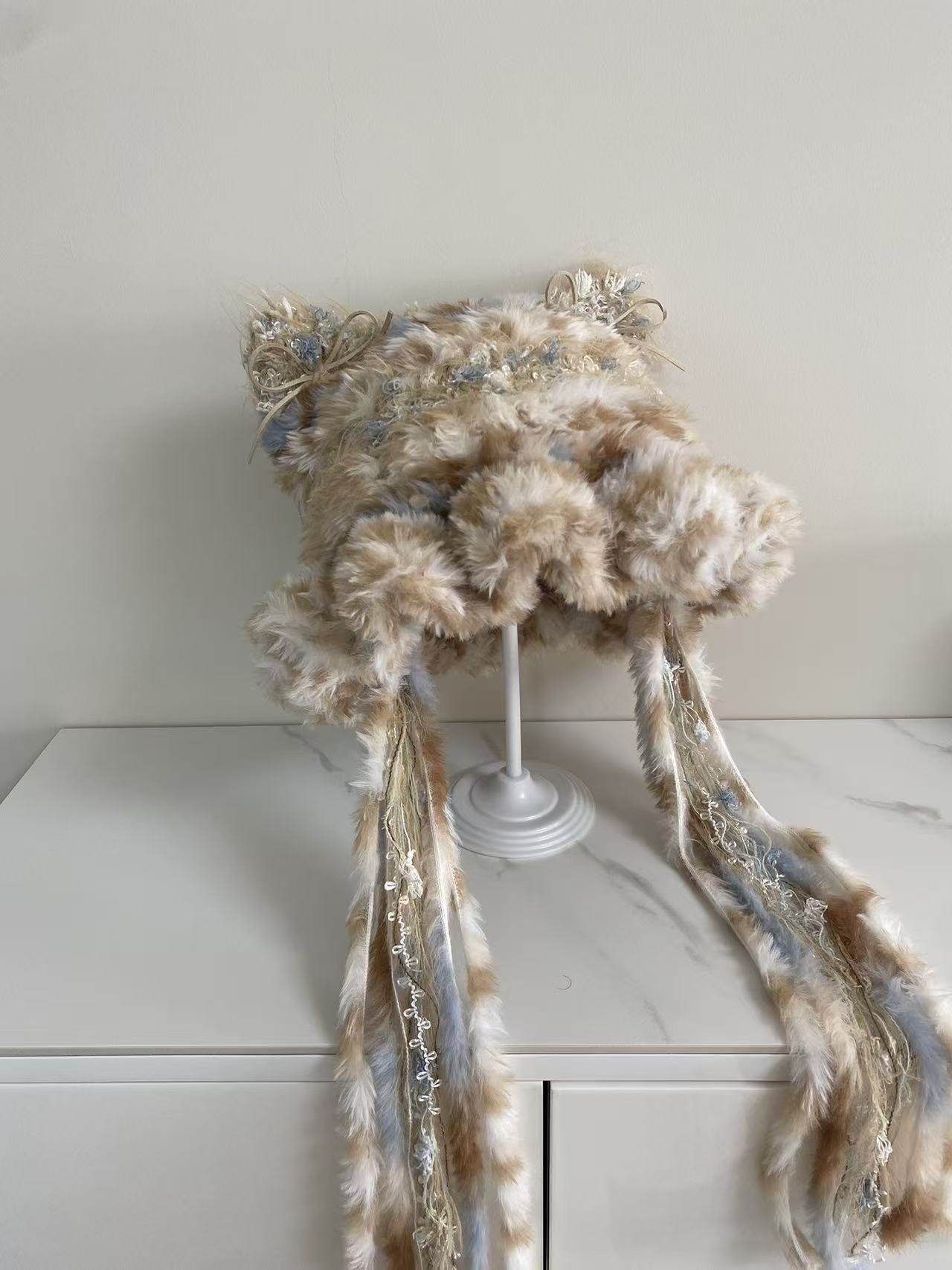 【豹纹系列】手工钩织水母猫耳帽针织毛线帽子女手混线diy材料包,服饰配件/皮带/帽子/围巾,DIY编织材料包,淘宝优惠券,粉丝福利购,淘宝优惠卷