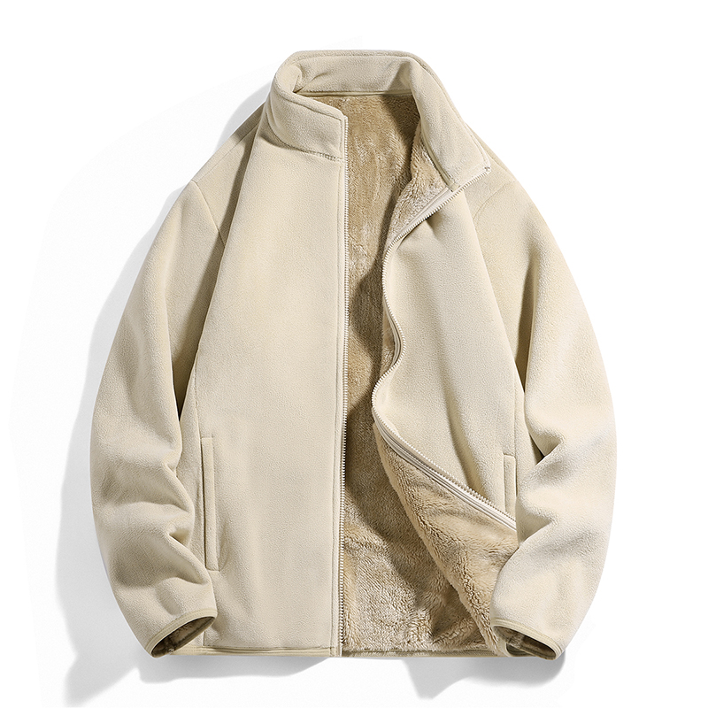 狼职仕抓绒衣女秋冬加绒加厚羊羔绒双面穿保暖卫衣珊瑚绒外套男潮