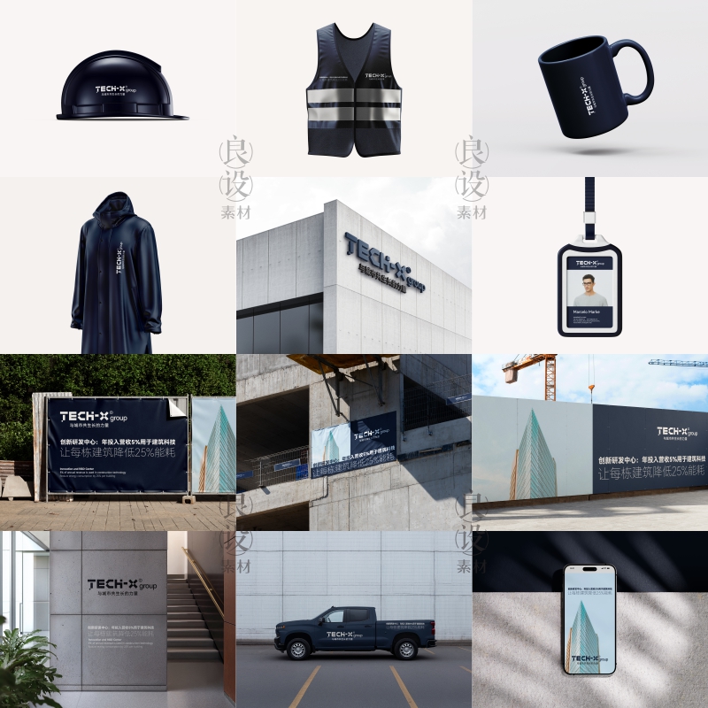 24款PSD建筑建设工程科技能源集团公司VI样机作品集logo智能贴图