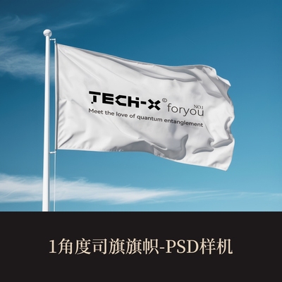 1角度PSD司旗旗帜VI样机作品集展示logo提案贴图效果图