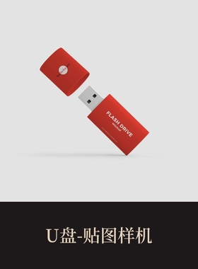 红色高端提案利器优质PSD优/U盘VI样机设计素材模板logo智能贴图