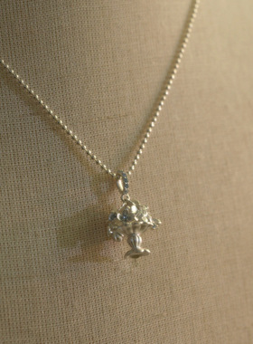 PURE法式绣球花坛项链女纯银小众甜美微镶闪钻工艺花卉吊坠锁骨链