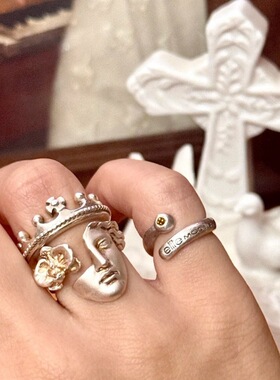 PURE维纳斯皇冠戒指小众中古欧美风指环轻奢简约叠带希腊艺术手作