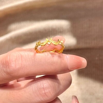 PURE蕾丝蝴蝶裙摆戒指女在逃公主中古指环宫廷风食指戒洛丽塔配饰