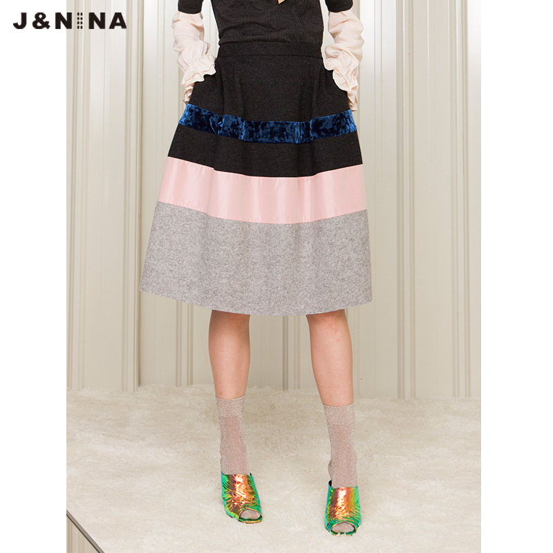 jnina Guopeiling Women's wear Autumn and winter New products Retro stripe Stitching models Mid length version skirtin the Women's clothing/Boutique , Skirts  category - from Buy2taobao.com to provide professional Taobao agent buy service