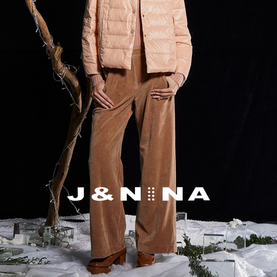 J＆NINA显瘦灯芯绒阔腿休闲长裤