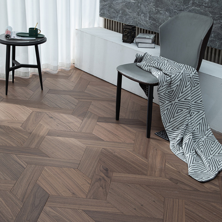 黑胡桃异形几何拼花enf级全桦实木多层地板现代轻奢简约健康环保