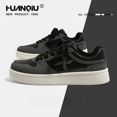 环球板鞋男鞋2025新款复古休闲轻便黑色百搭增高厚底男款运动鞋子