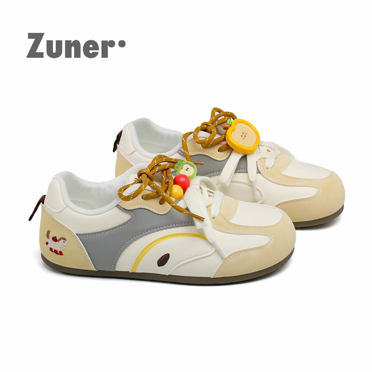 尊儿卡通苹果挂件德训鞋女2026春季新款可爱撞色刺绣休闲平底板鞋,女鞋,休闲板鞋,淘宝优惠券,粉丝福利购,淘宝优惠卷