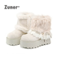 时尚 尊儿三穿可拆厚底增高雪地靴2025冬季 毛茸茸费尔岛韩版 百搭
