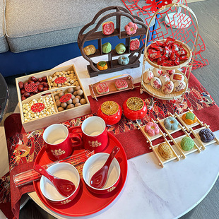 结婚装饰茶几装扮客厅摆件婚房布置新中式订婚宴婚礼接亲敬茶套装