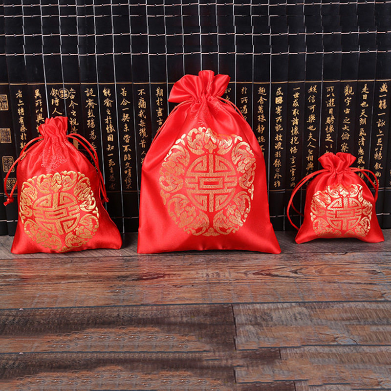 新款织锦袋结婚喜糖喜字果袋饰品