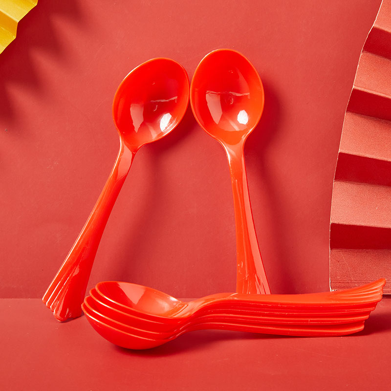 结婚礼一次性勺子喜庆事红塑料勺