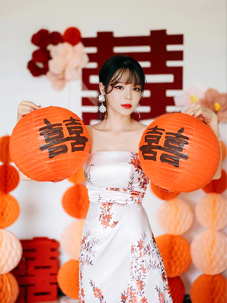 喜字小灯笼新中式婚礼婚房拍摄神器接亲结婚晨袍拍照道具新娘摆拍