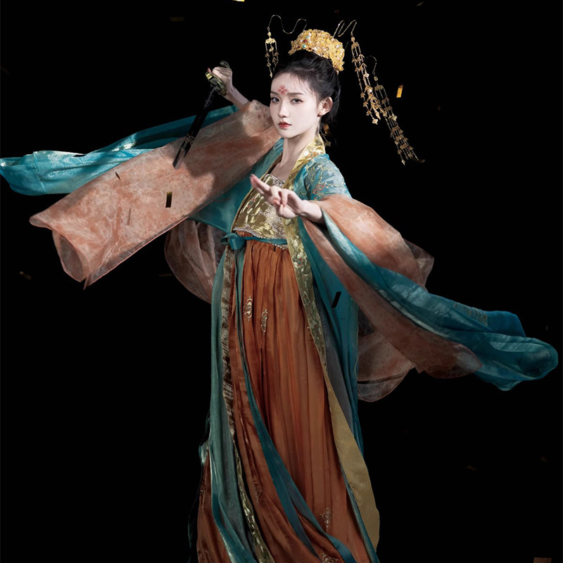 汉服金牡丹唐制齐胸诃子裙复原唐风富贵刺绣大袖衫女新款2025秋冬