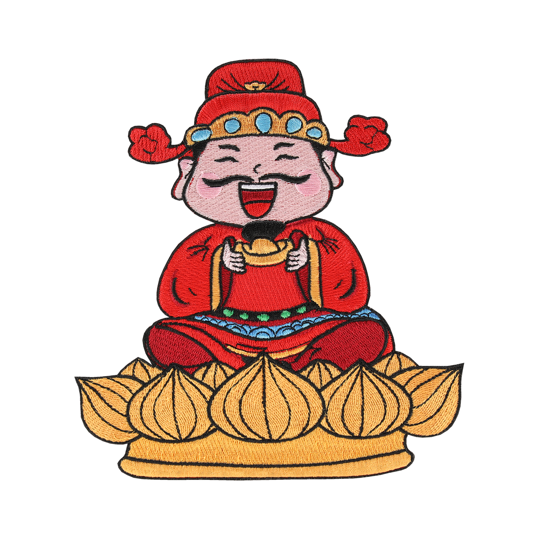 莲花大士财神爷壁画摆台刺绣布贴装饰画国潮补丁DIY尺寸图案定制