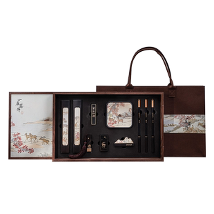 西泠印社《一鹿高升》文房四宝礼盒套装毛笔砚台镇尺专业书法礼盒文创定制老师礼物礼品高档送礼送长辈中国风