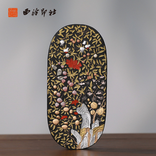 【西泠印社】国家非遗《春华秋实》清代乾隆老墨版收藏手工老墨块墨锭墨条徽墨礼盒老胡开文墨条高档松烟徽墨