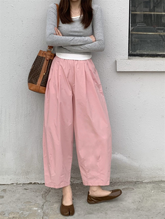 SEAWHEN海维恩女裤夏款2024新款薄款气球bobo裤宽松九分裤阔腿裤