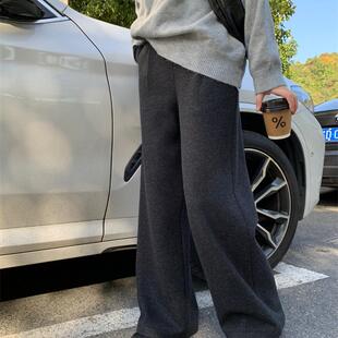 SEAWHEN海维恩女裤冬季新款加绒加厚撞色直筒裤女2024新款冬长裤