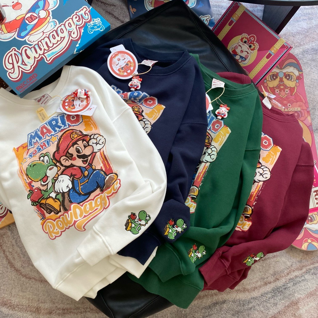 爆款返场ROWNAGGER纸袋家秋冬380g加厚毛圈宽松卫衣里奥印花上衣