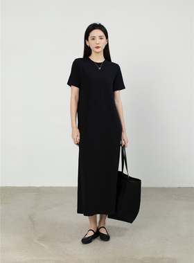 SEAWHEN海维恩连衣裙2024新款女夏季显瘦黑色赫本高级感气质长裙