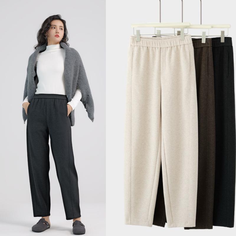 seawhen韩版高腰显瘦九分羊毛呢