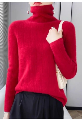 春秋冬新款100纯羊绒衫女堆堆领保暖毛衣内搭针织衫羊毛打底衫