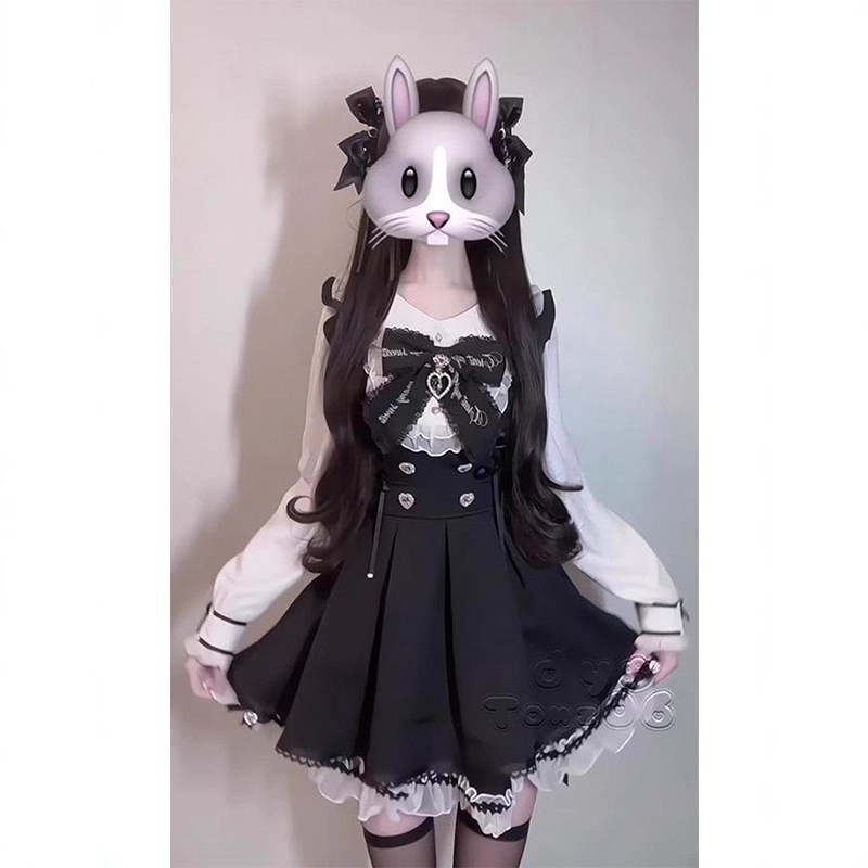 改良款，下单前请看实物少女感减龄学院风拼接长袖连衣裙重工木耳