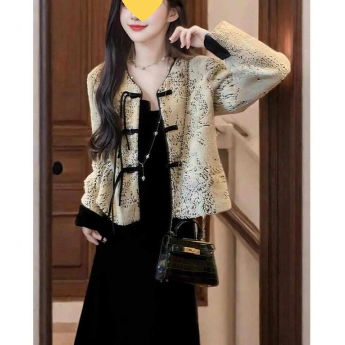 2025新中式国风气质短外套女冬季新款时尚吊带连衣裙高级感两件套