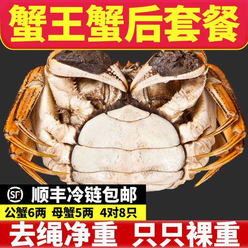 鲜活蟹王蟹后特大闸蟹螃蟹8只装礼盒官方旗舰全母发非盘锦河蟹