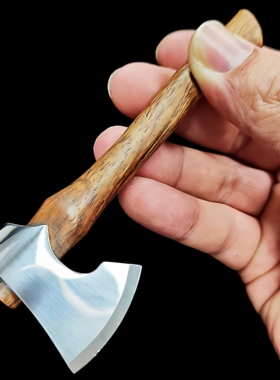 EDC迷你小斧头木柄办室桌面摆件斧子砍削切小工具多用途开快递刀