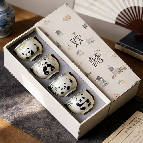 中国风伴手礼老外客户熊猫陶瓷杯