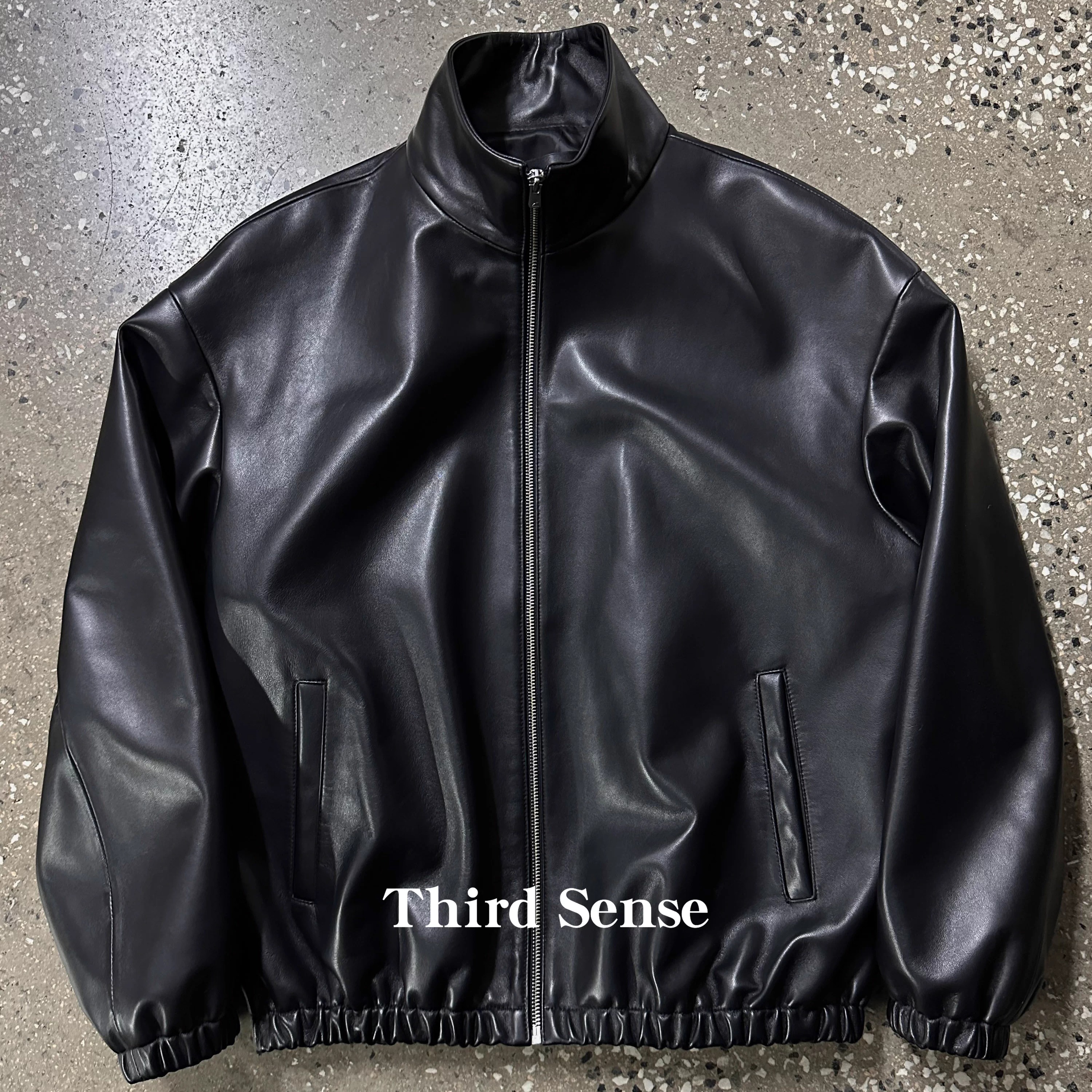 Third 羊皮立领夹克极简ROW风新西兰进口绵羊皮男女同款