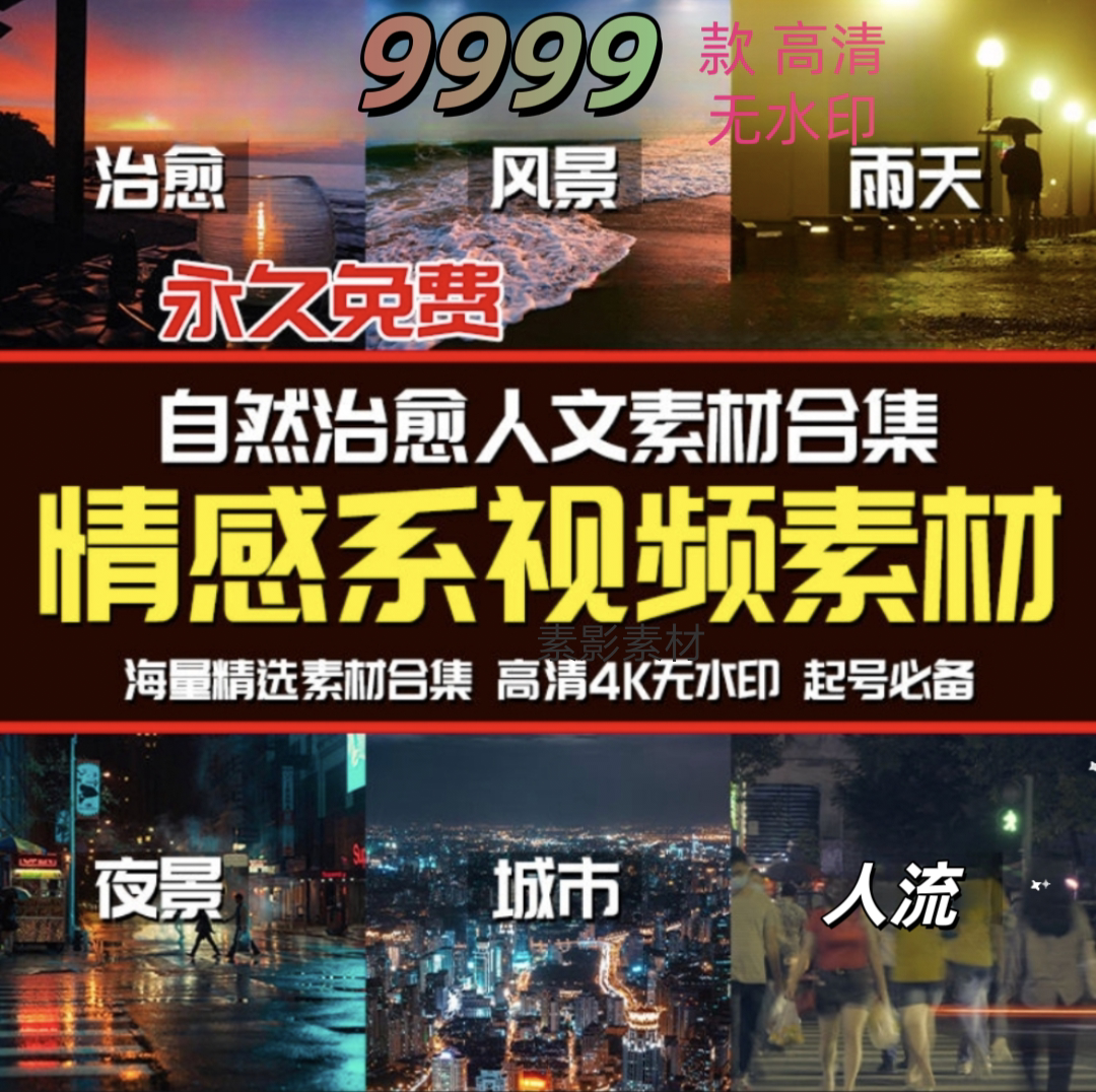2024城市夜景自媒体短视频素材黄昏雨夜车流人流风景高清无水印