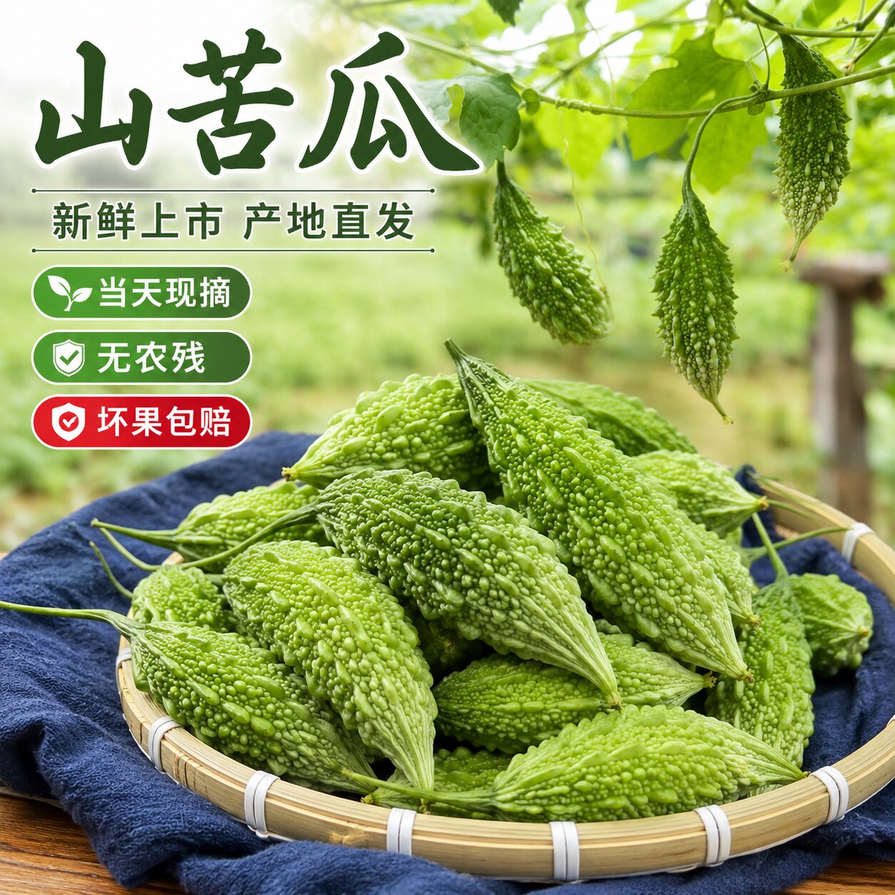 福建山区现摘鲜小山苦瓜煲汤清炒