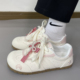 ins新款 甜美风蝴蝶结珍珠德训鞋 软底休闲板鞋 女鞋 女百搭运动单鞋