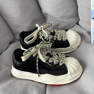 鞋子男ins潮鞋小众设计三原康裕mmy溶解鞋休闲百搭贝壳头厚底板鞋