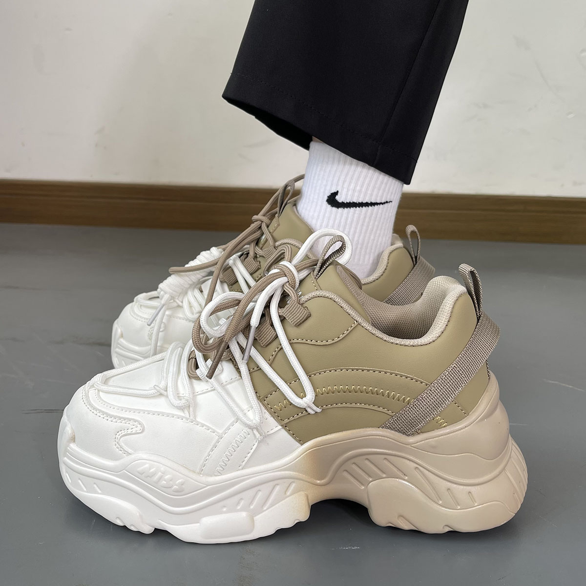 拼色厚底增高爆款休闲老爹鞋男