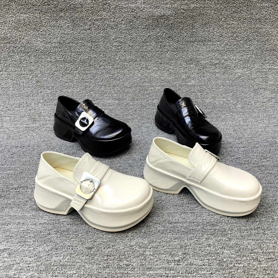 欧洲站女鞋2026春季新款欧货真皮厚底增高英伦风皮带扣单鞋松糕鞋