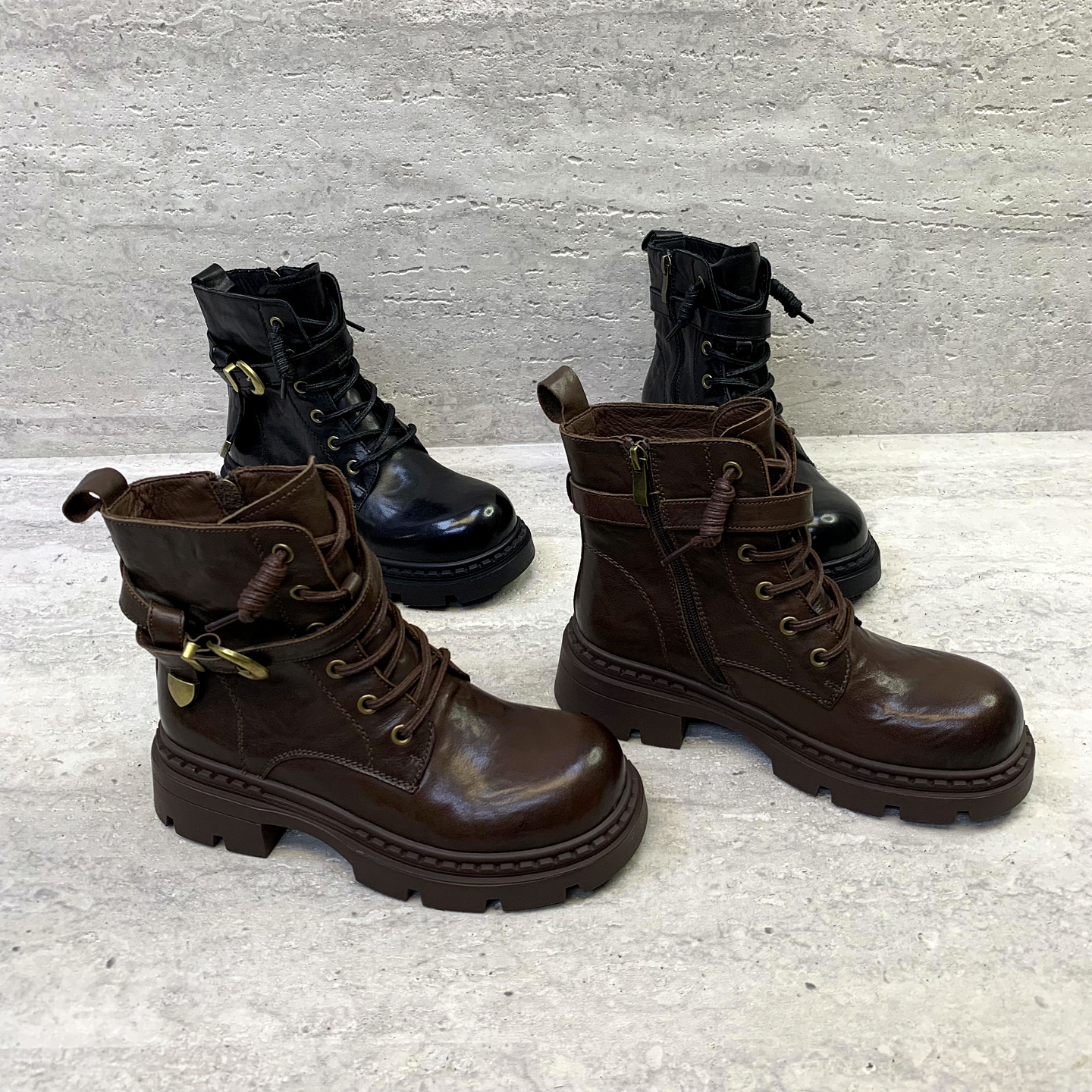 侧拉链松糕底英伦风短靴马丁靴女